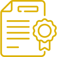 Certificate icon with ribbon on document.